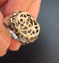 Load image into Gallery viewer, Hadar Designers Filigree 9k Gold 925 Silver Ring sz 8.5, 9 Handmade (I r427)LAST