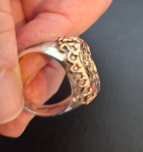 Load image into Gallery viewer, Hadar Designers Filigree 9k Gold 925 Silver Ring sz 8.5, 9 Handmade (I r427)LAST