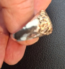 Load image into Gallery viewer, Hadar Designers Filigree 9k Gold 925 Silver Ring sz 8.5, 9 Handmade (I r427)LAST