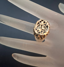 Load image into Gallery viewer, Hadar Designers Filigree 9k Gold 925 Silver Ring sz 8.5, 9 Handmade (I r427)LAST