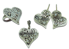 Load image into Gallery viewer, Hadar Designers Filigree zircon Heart Pendant Handmade Sterling Silver (NS ) y