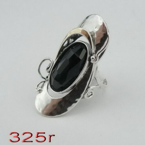 Hadar Designers Onyx Ring 9k Yellow Gold 925 Silver size 7,8,9,10 Handmade (MS)