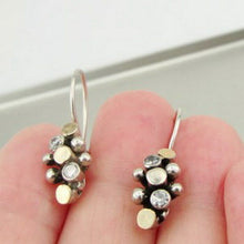 Load image into Gallery viewer, White Zircon Earrings 9k Yellow Gold 925 Silver Handmade Hadar Designers (I e440