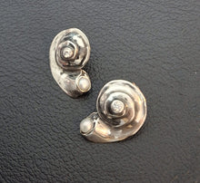 Load image into Gallery viewer, Pearl Zircon Stud Earrings Sterling Silver Handmade Art Hadar Designers (H)LAST