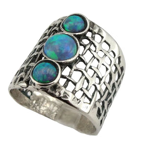 Hadar Designers Blue Opal Ring sz 7,8,9,10,11 Handmade Sterling Silver (H 142) y