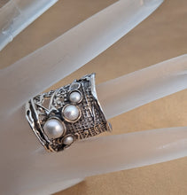 Load image into Gallery viewer, Pearl Ring 925 Sterling Silver 7,8,9,10,11 Handmade Hadar Designers (H 144)