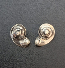 Load image into Gallery viewer, Pearl Zircon Stud Earrings Sterling Silver Handmade Art Hadar Designers (H)LAST
