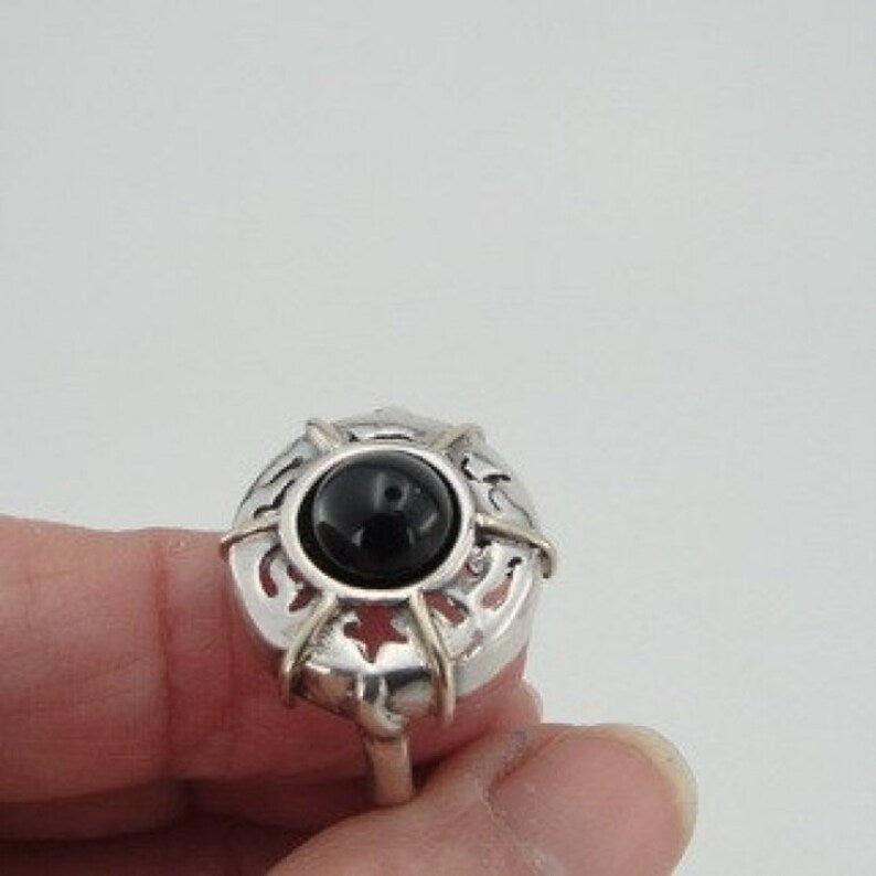 Hadar Designers Onyx Ring 9k yellow Gold 925 Silver 6,7,8,9 Handmade (H 123)8y