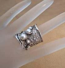 Load image into Gallery viewer, Pearl Ring 925 Sterling Silver 7,8,9,10,11 Handmade Hadar Designers (H 144)
