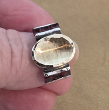 Load image into Gallery viewer, Hadar Designers Garnet cz Ring 9k Brushed yellow Gold 925 Silver 7,8,9,10 (ms)y