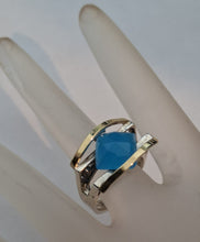 Load image into Gallery viewer, Blue Ocean Quartz Ring 9k Yellow Gold sz 7.5, 8 Sterling Silver Hadar Designers () Last