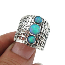 Load image into Gallery viewer, Hadar Designers Blue Opal Ring sz 7,8,9,10,11 Handmade Sterling Silver (H 142) y