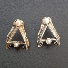 Load image into Gallery viewer, Pearl stud earrings. Art Handmade 925 Sterling Silver Hadar designers (H) Last