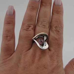 Hadar Designers Heart Ring 9k Yellow Gold 7.5,8 Sterling Silver Handmade ()LAST