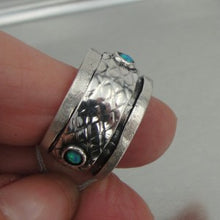 Load image into Gallery viewer, Sterling Silver Blue Opal Swivel Ring sz 6, 6.5 Handmade Hadar Designers () LAST