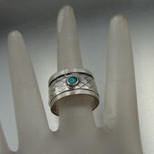 Load image into Gallery viewer, Sterling Silver Blue Opal Swivel Ring sz 6, 6.5 Handmade Hadar Designers () LAST