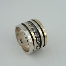 Load image into Gallery viewer, Zircon Ring sz7, 7.5 9k Yellow Gold Silver Handmade Hadar Designers (I r550)LAST