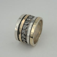 Load image into Gallery viewer, Zircon Ring sz7, 7.5 9k Yellow Gold Silver Handmade Hadar Designers (I r550)LAST
