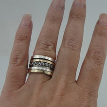 Load image into Gallery viewer, Zircon Ring sz7, 7.5 9k Yellow Gold Silver Handmade Hadar Designers (I r550)LAST