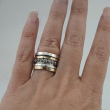 Load image into Gallery viewer, Zircon Ring sz7, 7.5 9k Yellow Gold Silver Handmade Hadar Designers (I r550)LAST