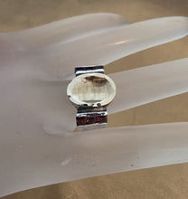 Load image into Gallery viewer, Hadar Designers Garnet cz Ring 9k Brushed yellow Gold 925 Silver 7,8,9,10 (ms)y