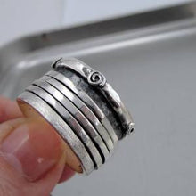 Load image into Gallery viewer, Wide Swivel Sterling Silver Ring sz 8,8.5 Handmade Hadar Designers (I r475s)LAST