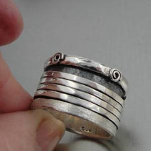 Load image into Gallery viewer, Wide Swivel Sterling Silver Ring sz 8,8.5 Handmade Hadar Designers (I r475s)LAST