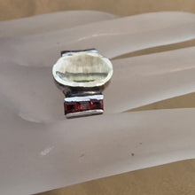 Load image into Gallery viewer, Hadar Designers Garnet cz Ring 9k Brushed yellow Gold 925 Silver 7,8,9,10 (ms)y