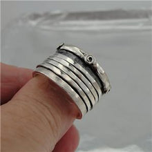 Load image into Gallery viewer, Wide Swivel Sterling Silver Ring sz 8,8.5 Handmade Hadar Designers (I r475s)LAST