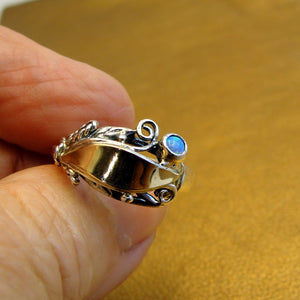 Hadar Designers Blue Opal Ring sz 6 Yellow Gold 925 Silver Art Handmade () Last