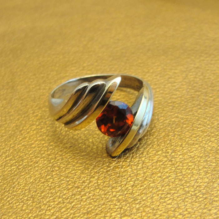 Hadar Designers Red Zircon Ring Solitaire 925 Sterling Silver size 7.5 () LAST