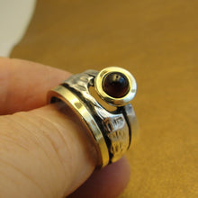 Load image into Gallery viewer, Hadar Designers Red Garnet Ring 7,8,9,10 Handmade 9k Yellow Gold 925 Silver (MS)