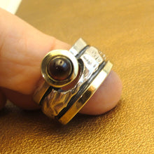 Load image into Gallery viewer, Hadar Designers Red Garnet Ring 7,8,9,10 Handmade 9k Yellow Gold 925 Silver (MS)