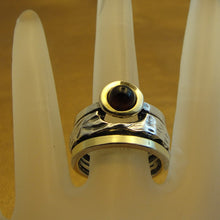 Load image into Gallery viewer, Hadar Designers Red Garnet Ring 7,8,9,10 Handmade 9k Yellow Gold 925 Silver (MS)