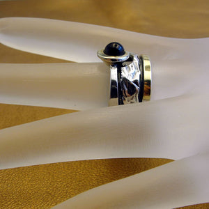 Hadar Designers Red Garnet Ring 7,8,9,10 Handmade 9k Yellow Gold 925 Silver (MS)