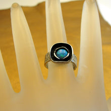 Load image into Gallery viewer, Hadar Designers Blue Opal Ring size 6.5, 7 Sterling 925 Silver Handmade () LAST
