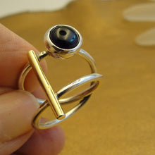 Load image into Gallery viewer, Hadar Designers Black Onyx Ring sz 6.7,8,9 Handmade 9k Gold 925 Silver (MS)8y