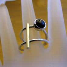Load image into Gallery viewer, Hadar Designers Black Onyx Ring sz 6.7,8,9 Handmade 9k Gold 925 Silver (MS)8y