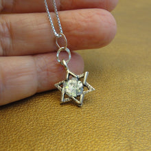 Load image into Gallery viewer, Sterling Silver Pendant Roman Glass Star of David Handmade Hadar Designers (as