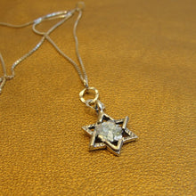 Load image into Gallery viewer, Sterling Silver Pendant Roman Glass Star of David Handmade Hadar Designers (as