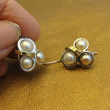 Load image into Gallery viewer, Hadar Designers White Pearl Earrings 9k Yellow Gold Sterling Silver (ms 350) y