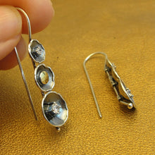 Load image into Gallery viewer, Hadar Designers White Zircon Earrings 9k Yellow Gold 925 Silver Handmade (ms) y