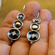 Load image into Gallery viewer, Hadar Designers White Zircon Earrings 9k Yellow Gold 925 Silver Handmade (ms) y