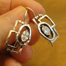 Load image into Gallery viewer, Hadar Designers White Zircon Earrings 925 Sterling Silver Handmade Art (ms 520)y