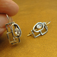 Load image into Gallery viewer, Hadar Designers White Zircon Earrings 925 Sterling Silver Handmade Art (ms 520)y