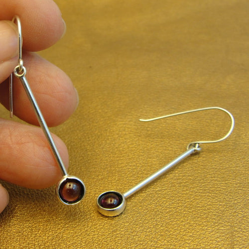 Hadar Designers Red Garnet Drop Earrings Handmade 925 Sterling Silver (ms 1872)y