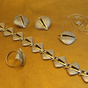 Hadar Designers White Zircon Bracelet 9k Yellow Gold 925 Silver Handmade Art (MS)y