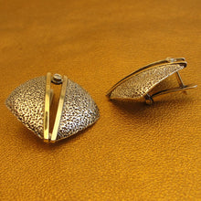 Load image into Gallery viewer, Hadar Designers Earrings 9K Yellow Gold Sterling Silver Zircon Handmade Art (MS)