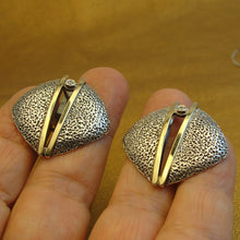Load image into Gallery viewer, Hadar Designers Earrings 9K Yellow Gold Sterling Silver Zircon Handmade Art (MS)