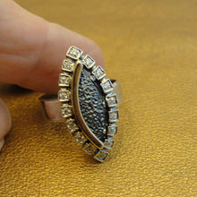 Load image into Gallery viewer, Hadar Designers Lava Zircon Ring 9k Yellow Gold Sterling Silver sz 7, 7.5 (ms)y